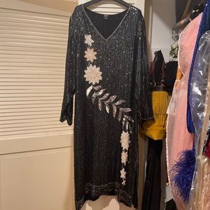 Vintage sequin gown dress size 10/12/14 flowers M/L
